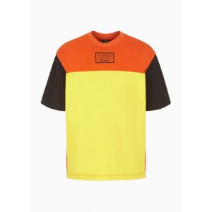 Armani Sustainability Values Milano New York heavy jersey cotton color block shirt