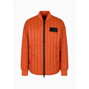 Armani Sustainability Values recycled nylon zip up lightweight puffer jacket
