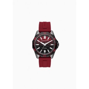 Three-Hand Date Red Silicone Watch