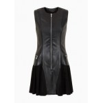 Flared dress faux leather