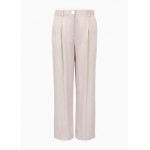 Trousers with pleats in satin fabric