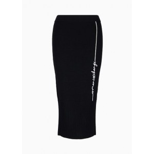 Armani Sustainability Values script logo knitted pencil skirt