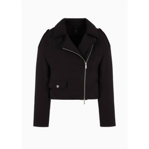 Armani Sustainability Values certified viscose asymmetrical zip cropped jacket
