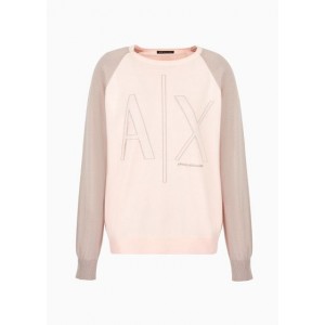 Sweater with contrasting sleeves and logo