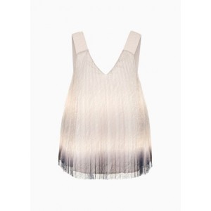 Pleated lace logo strap top