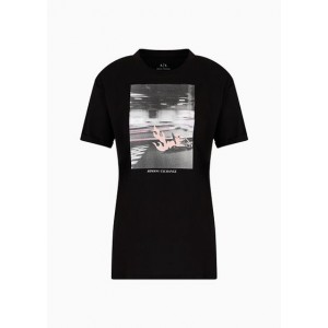 Armani Sustainability Values rolled up fit jersey cotton racing t-shirt