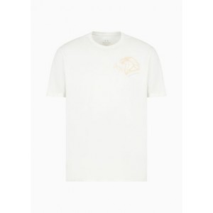 Regular fit cotton T-shirt with embroidery on the chest