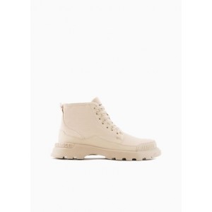 Cotton canvas combat boots with coated rubber