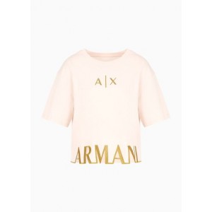 Cropped jersey T-shirt with maxi logo on the profile