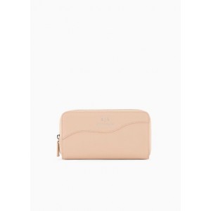 Zip around wallet with shaped stitching