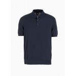 Short-sleeved cotton knit polo shirt