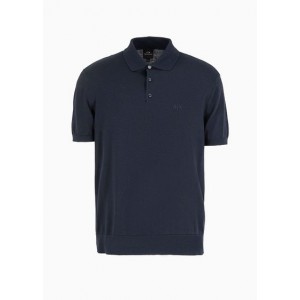 Short-sleeved cotton knit polo shirt