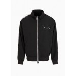 Full zip blouson in crinkle fabric with logo on the chest