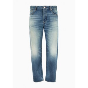 J71 carrot fit jeans in indigo comfort denim