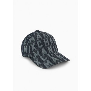 Hat with allover logo denim visor