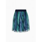 Wave print voile pleated skirt