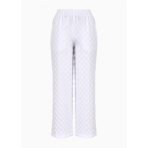 Trousers in jacquard check fabric