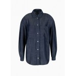 Chambray denim shirt with wide sleeves