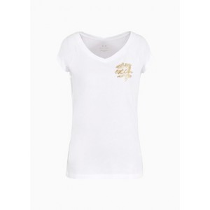 Slim fit T-shirt with metal print in ASV organic cotton