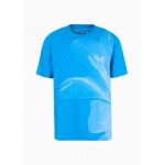 Regular fit cotton T-shirt with maxi foliage print