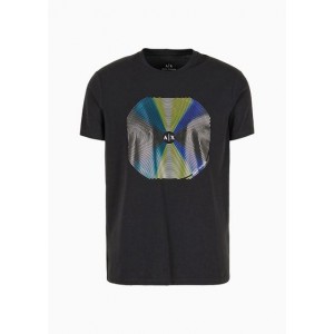 Slim-fit T-shirt in stretch jersey with abstract print