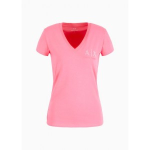 Slim-fit T-shirt with V-neck in stretch jersey