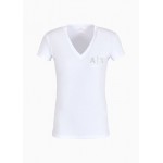 Slim-fit T-shirt with V-neck in stretch jersey