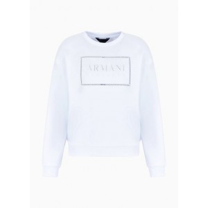 Crew-neck sweatshirt with logo print in ASV organic cotton
