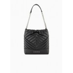 Bucket bag in quilted material with metal details