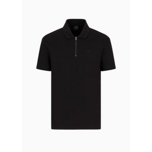 Regular fit pique polo shirt with zip