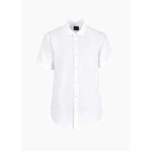 Regular-fit short-sleeved shirt in cotton poplin
