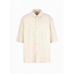 Boxy fit shirt with short sleeves in lyocell and cotton