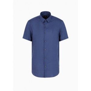 Regular fit short-sleeved shirt in cotton and modal