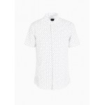 Slim-fit shirt with short sleeves in patterned cotton