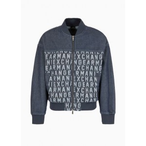 Cotton bomber jacket with patterned insert