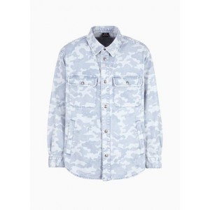 Camouflage patterned cotton denim jacket