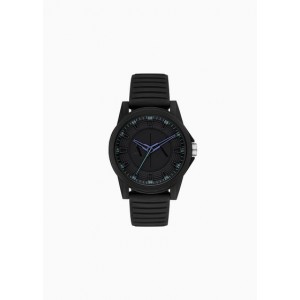 Three-Hand Black Silicone Watch