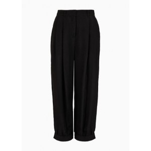 Wide trousers with pleats in satin jacquard