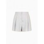 High-waisted shorts with pleats in linen and cotton