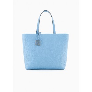 Shopper with all-over embossed logo