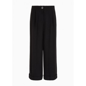 Wide trousers with cuffed hem in ASV recycled fabric
