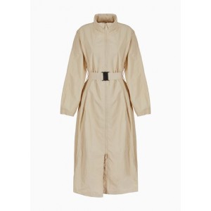 Trench coat with belt in wrinkled ASV fabric