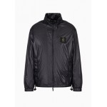 Armani Sustainability Values Icon logo zip up nylon puffer jacket