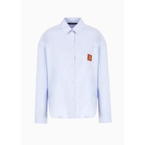 Lyocell and cotton shirt with monogram patch