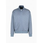 Sweatshirt with zip in tone-on-tone allover monogram fabric