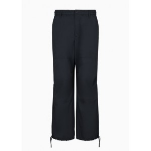Oversized cotton twill trousers with drawstring