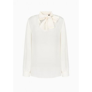 Crepe de chine shirt with bow