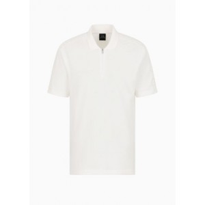 Regular zip polo shirt in cotton with ASV logo bands