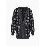 Maxi-cardigan with belt in jacquard knit with ASV logo