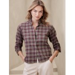 Ruffle-Neck Flannel Shirt